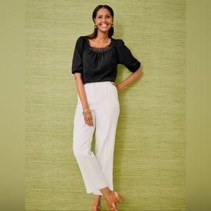 Talbots Black Top and White Cropped Pants